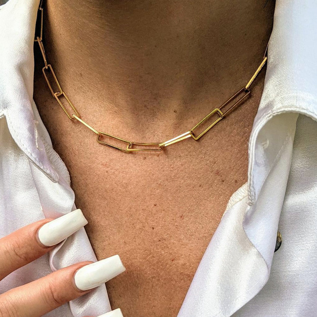 Paperclip Gold Link Necklace.