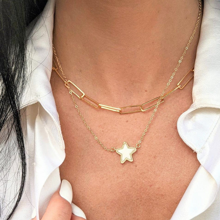Paperclip Gold Link Necklace.