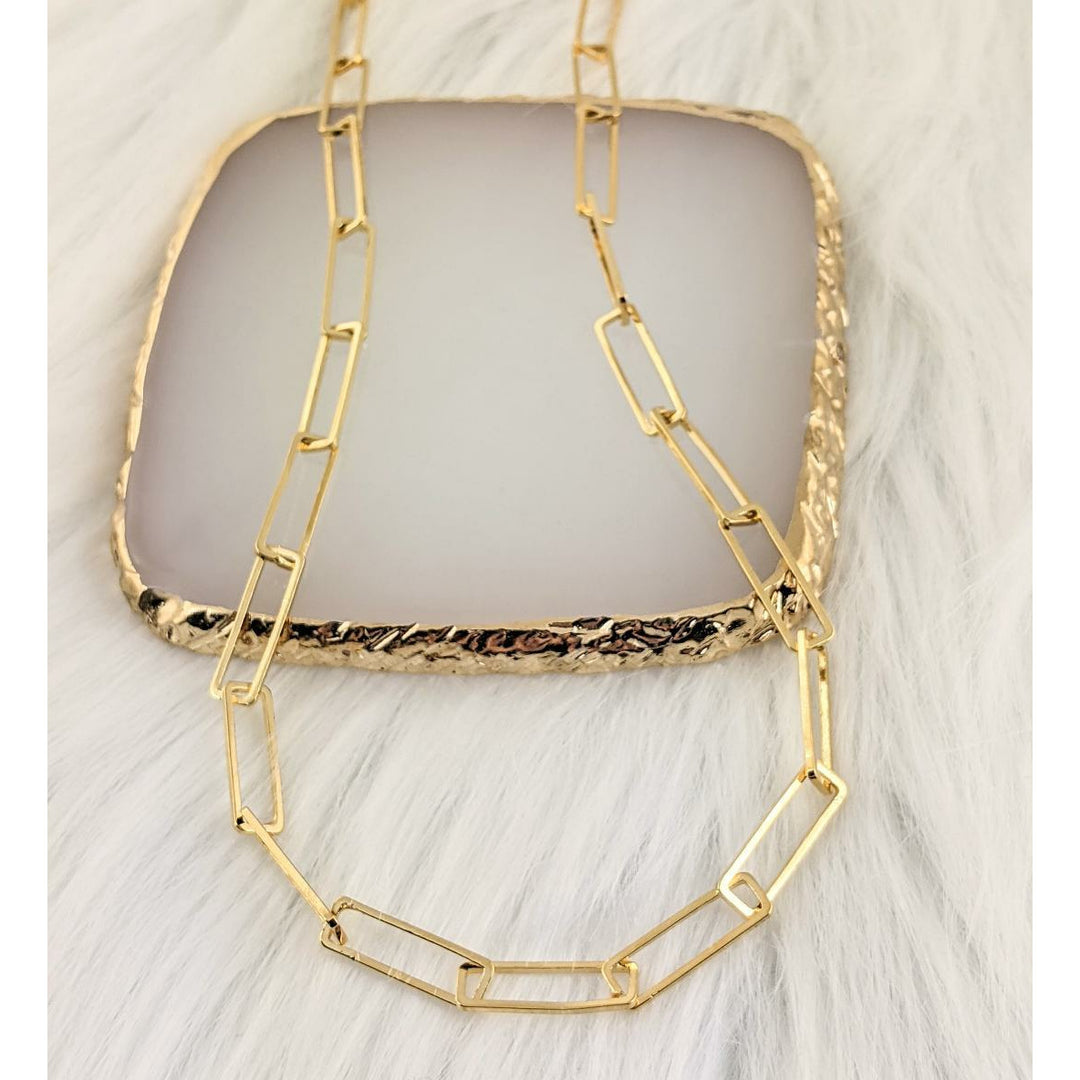 Paperclip Gold Link Necklace.