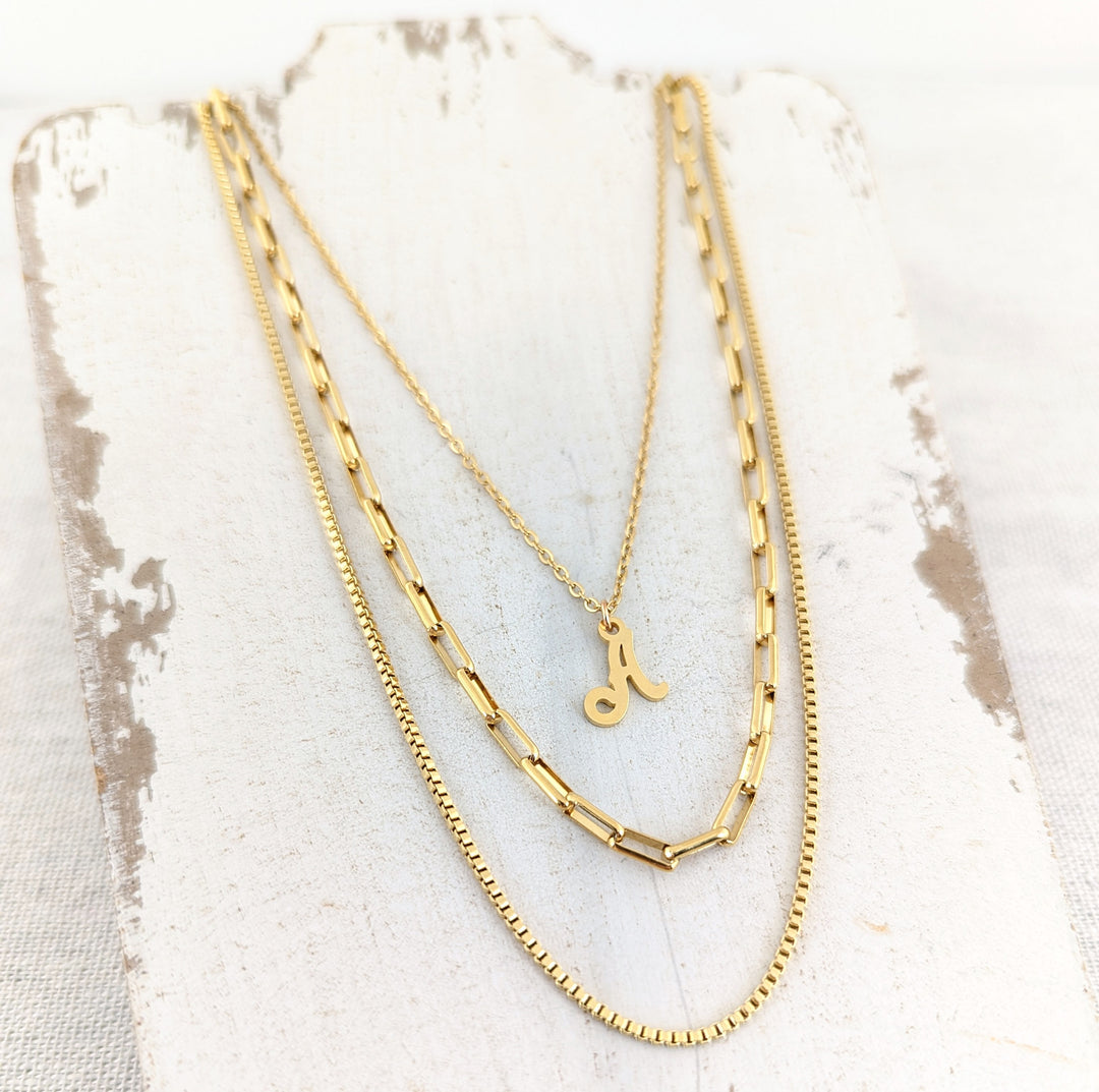 Jasmine Layered Necklace with Initial