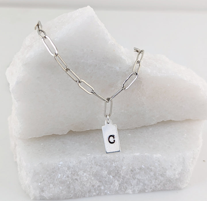 Paperclip Dainty Initial Tag Necklace