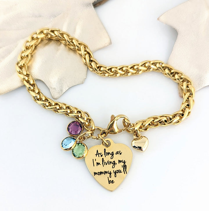Mom - I'll Love you Forever Birthstone Bracelet.