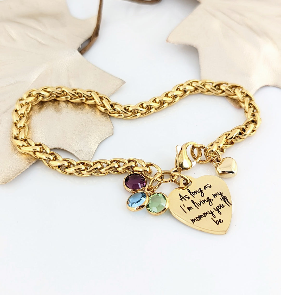 Mom - I'll Love you Forever Birthstone Bracelet.