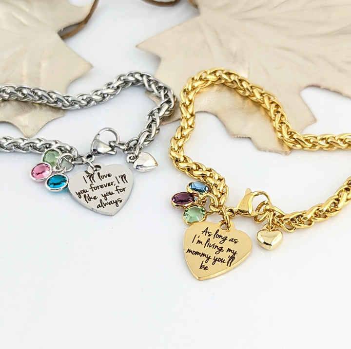 Mom - I'll Love you Forever Birthstone Bracelet.