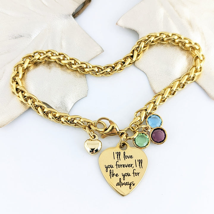 Mom - I'll Love you Forever Birthstone Bracelet.