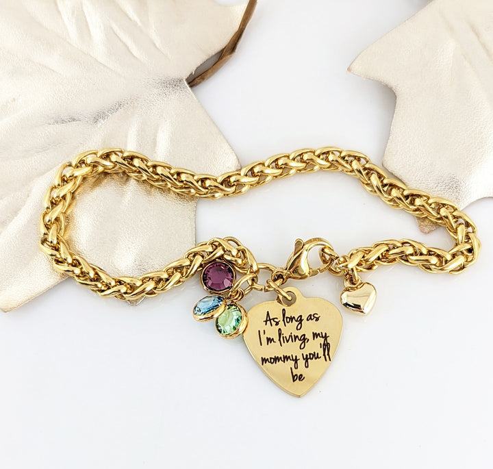 Mom - I'll Love you Forever Birthstone Bracelet.