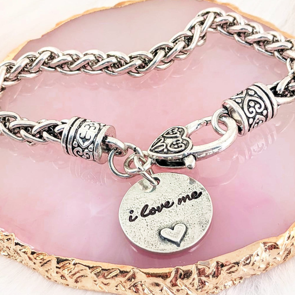 I LOVE ME Antique Silver Bracelet.