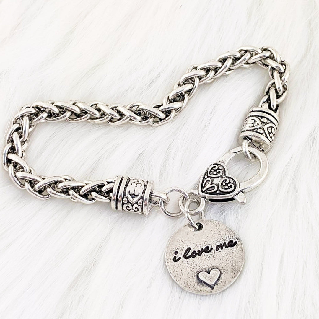 I LOVE ME Antique Silver Bracelet.