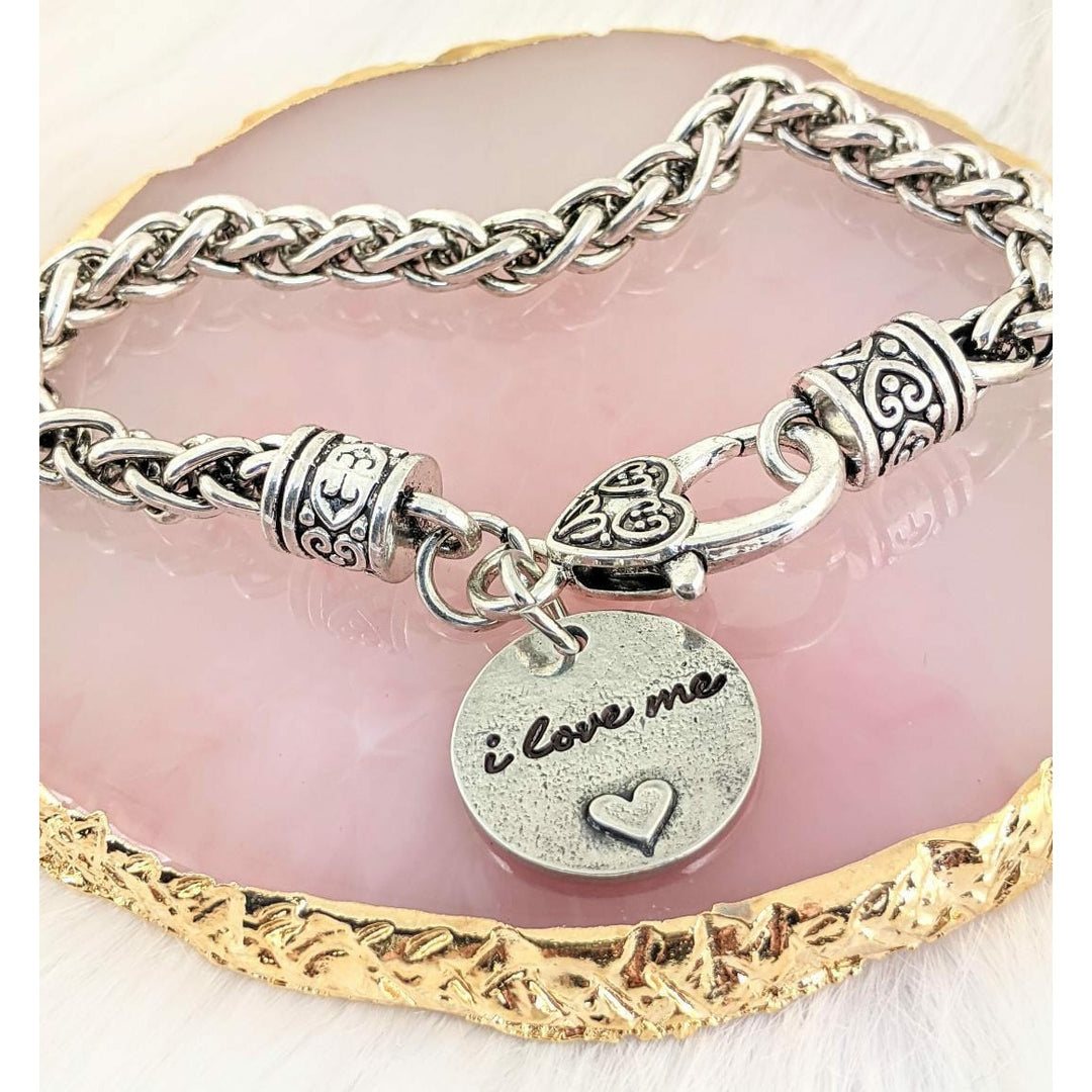 I LOVE ME Antique Silver Bracelet.