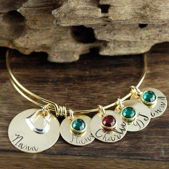 Mom/Grandma Bracelet with Names and Birthstones.