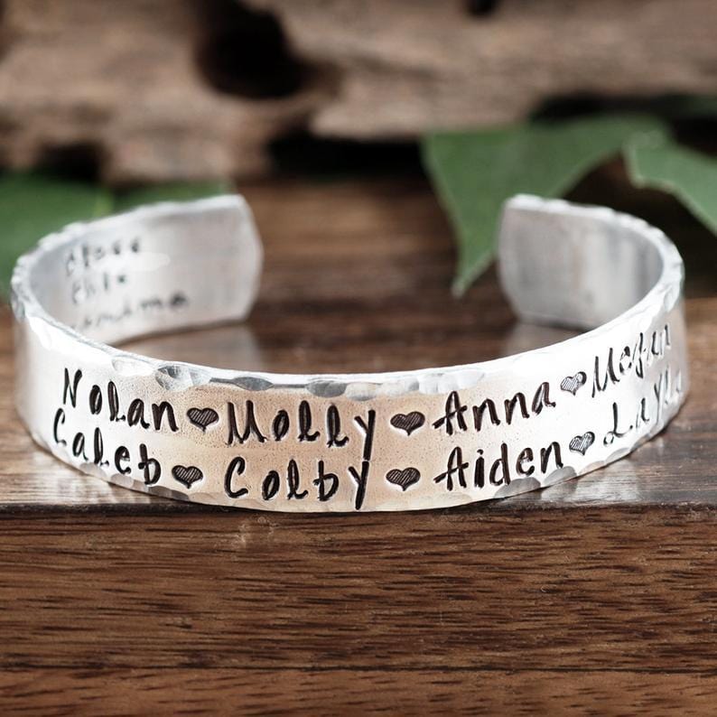 Personalized Wide Cuff Bracelet for Mom/Grandma.