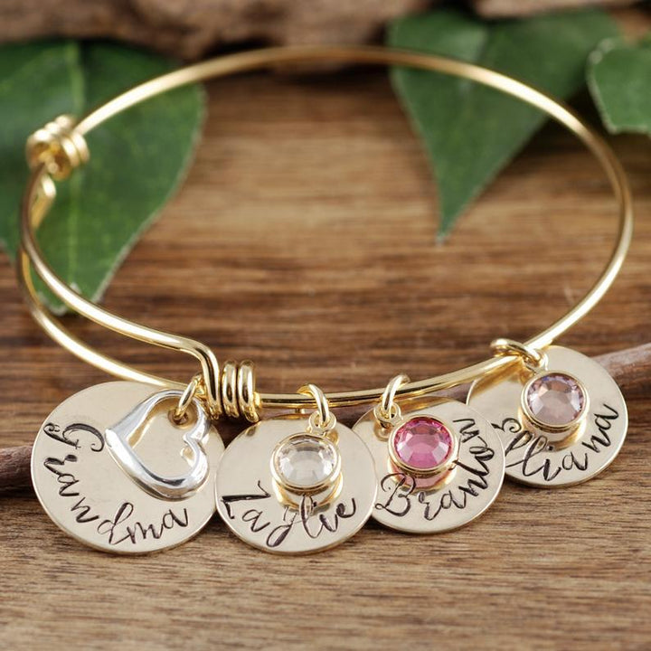 Mom/Grandma Bracelet with Names and Birthstones.