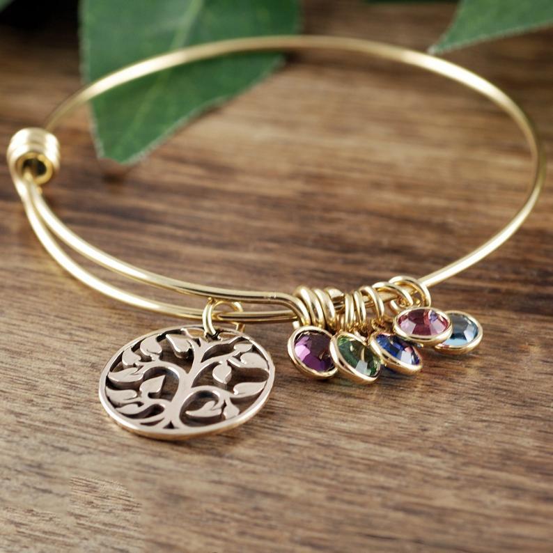 Birthstone Family Tree Bracelet for Mom/Grandma.