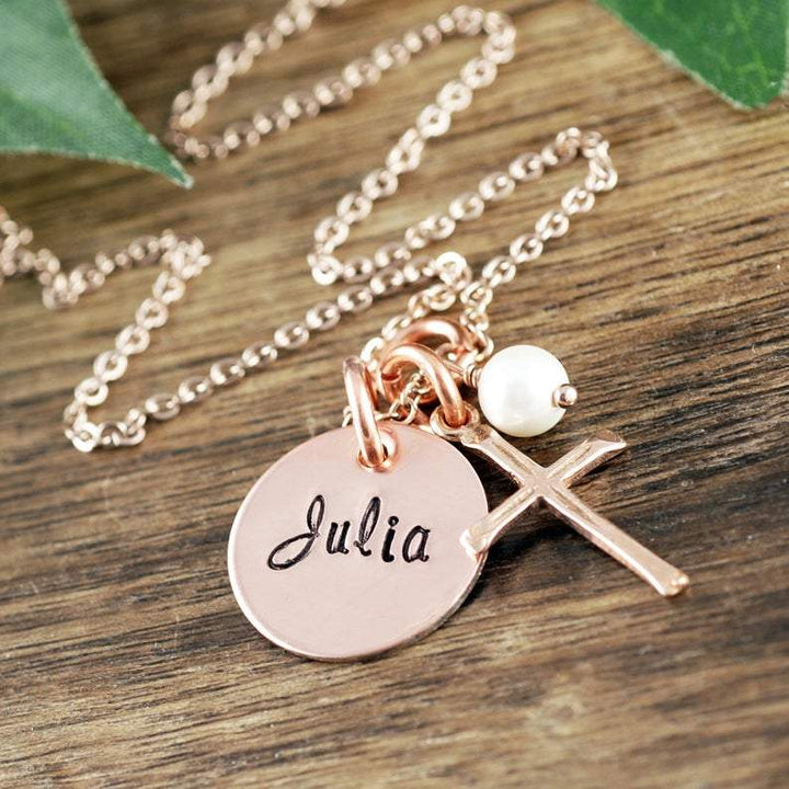 Personalized Cross Necklace for Communion.