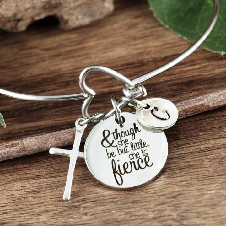 Though She Be But Little She Is Fierce Bangle Bracelet.