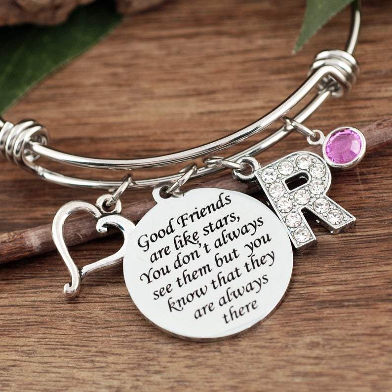 Good friends are like stars - Best Friend Bangle Bracelet.