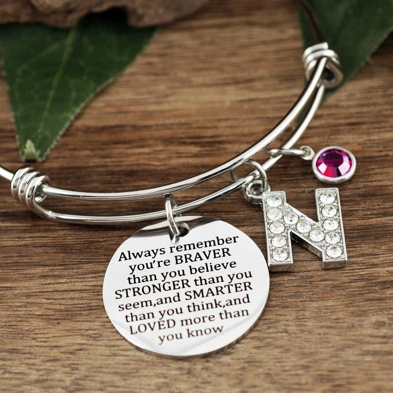 You Are Braver Than You Believe Stronger Than You Seem Bangle Bracelet.