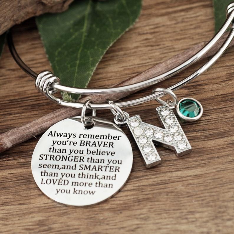 You Are Braver Than You Believe Stronger Than You Seem Bangle Bracelet.