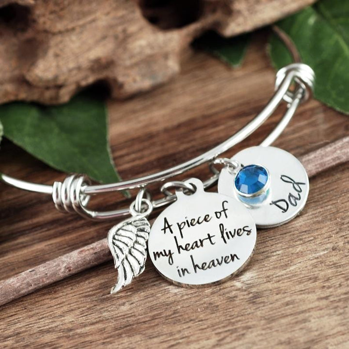 Piece of my Heart lives in Heaven Memorial Bangle Bracelet.