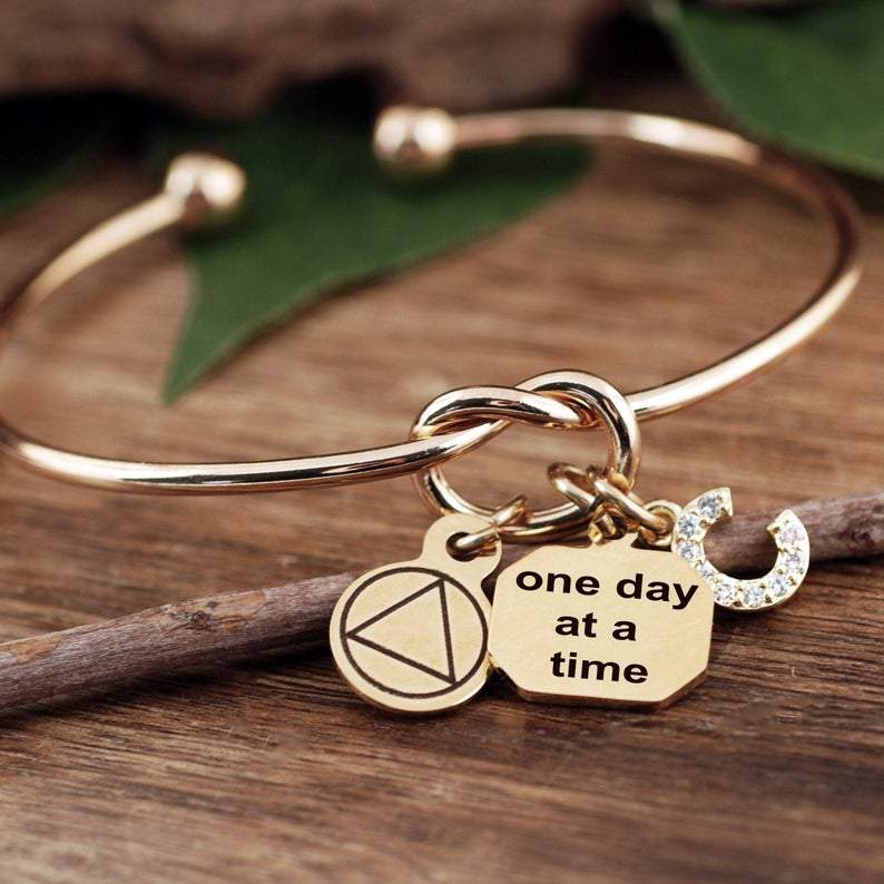 Personalized Sobriety Knot Bracelet - One Day at a Time.