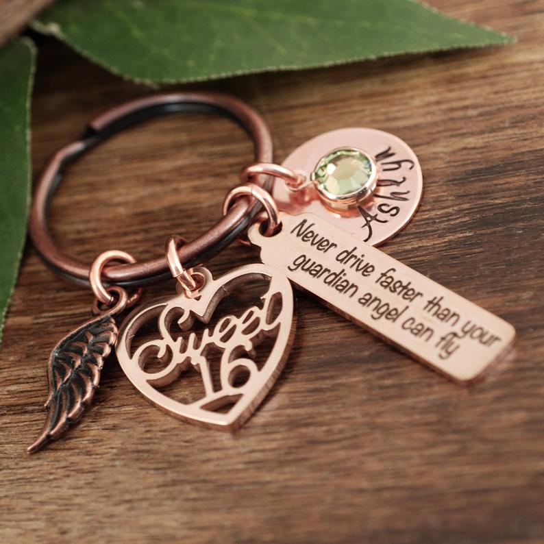 Never Drive Faster Guardian Angel Keychain.