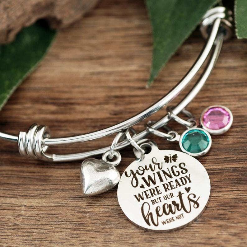 Your wings were ready but my heart was not Bangle Bracelet.