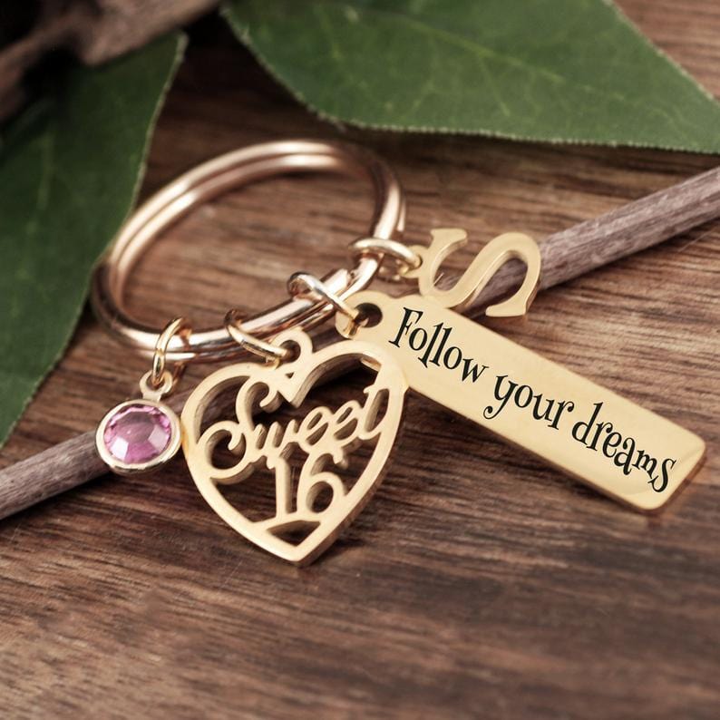 Follow Your Dreams Sweet 16 Keychain.