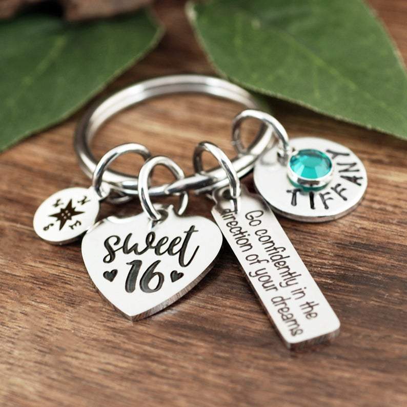 Go Confidently in the Direction of your Dreams - Sweet 16 Keychain.