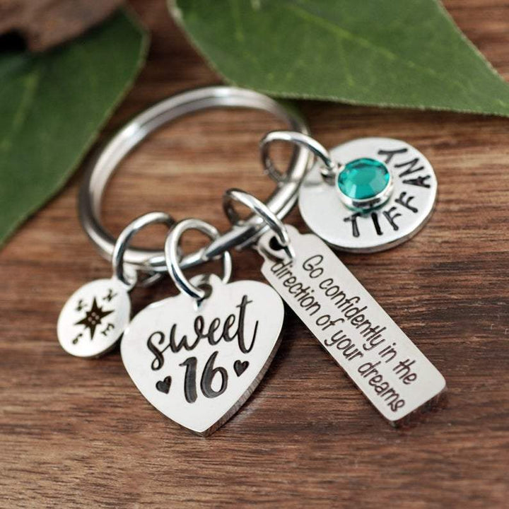 Go Confidently in the Direction of your Dreams - Sweet 16 Keychain.