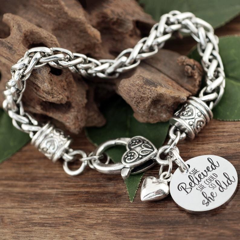 She believed She could so She did Antique Silver Bracelet.