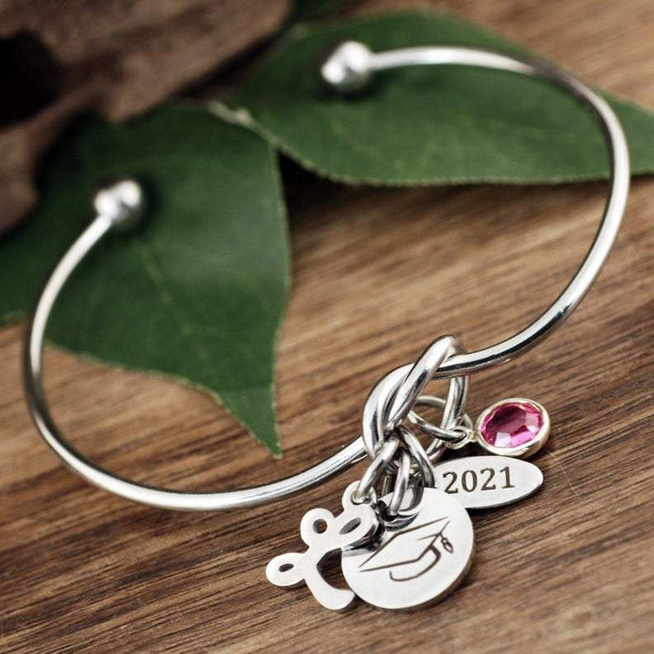 Silver Graduation Love Knot Bracelet.