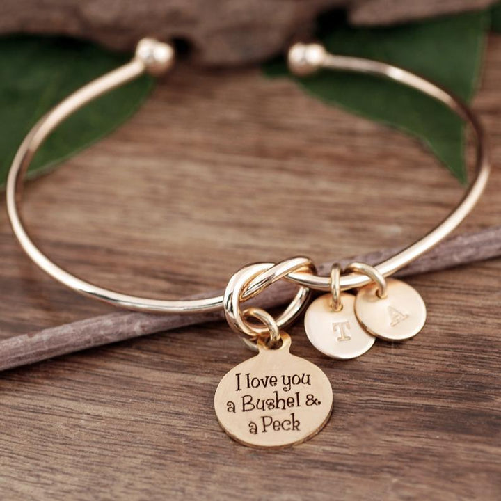 I love you a Bushel & a Peck Love Knot Bracelet.