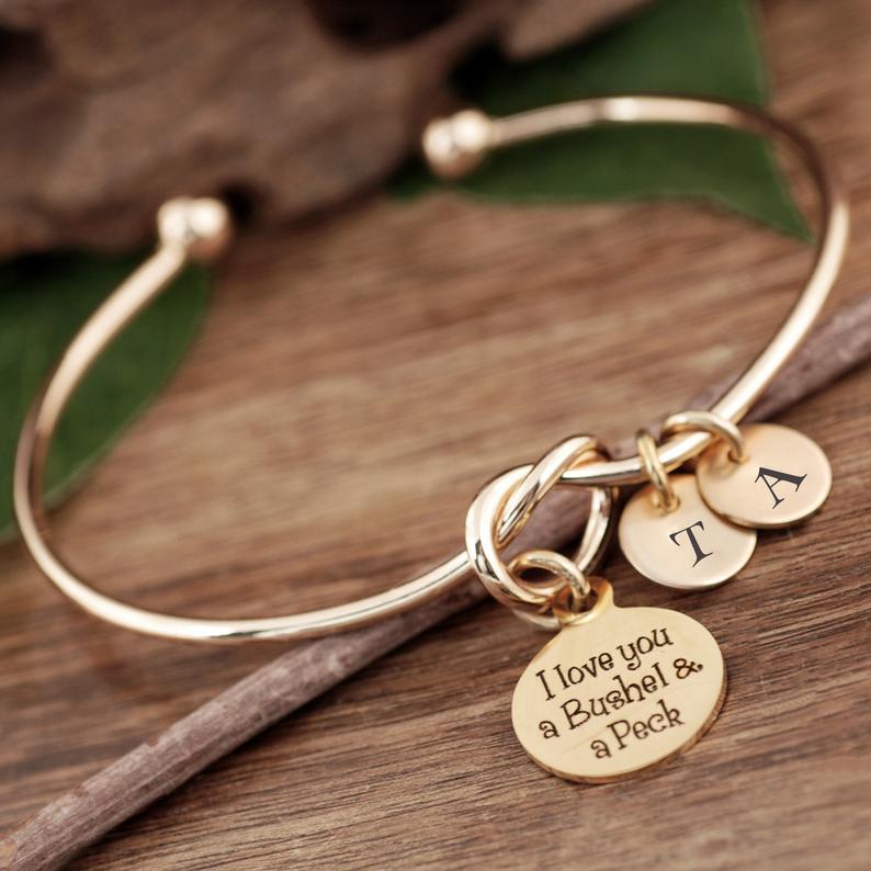 I love you a Bushel & a Peck Love Knot Bracelet.