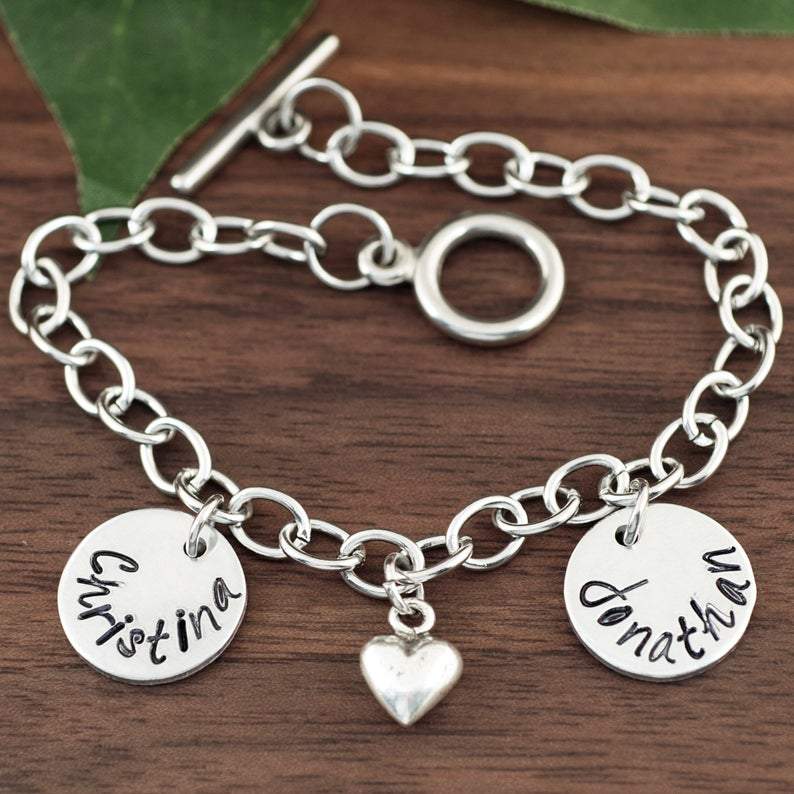 Silver Name Bracelet with Heart.