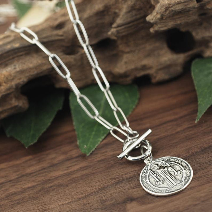 Silver St. Benedict Necklace.