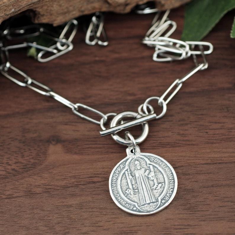 Silver St. Benedict Necklace.