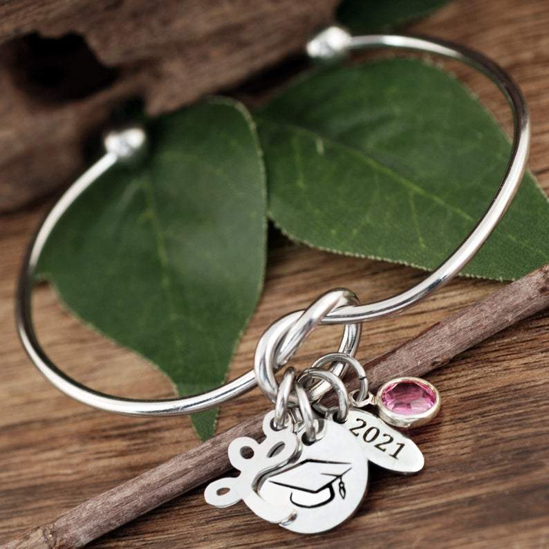 Silver Graduation Love Knot Bracelet.