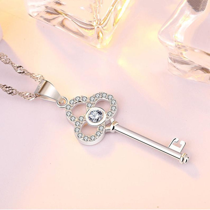 Sterling silver key necklace with Cubic Zirconia.