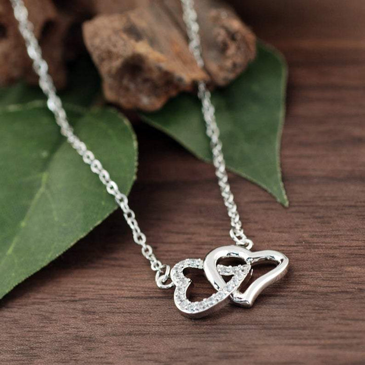 Interlocking Hearts Necklace with CZ.