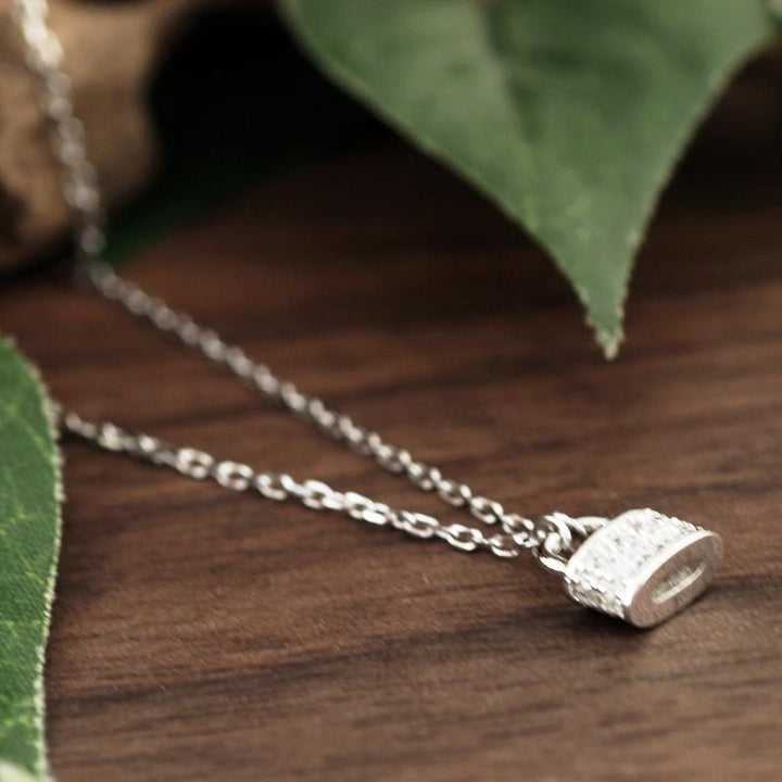 Tiny Crystal Padlock Pendant Necklace.