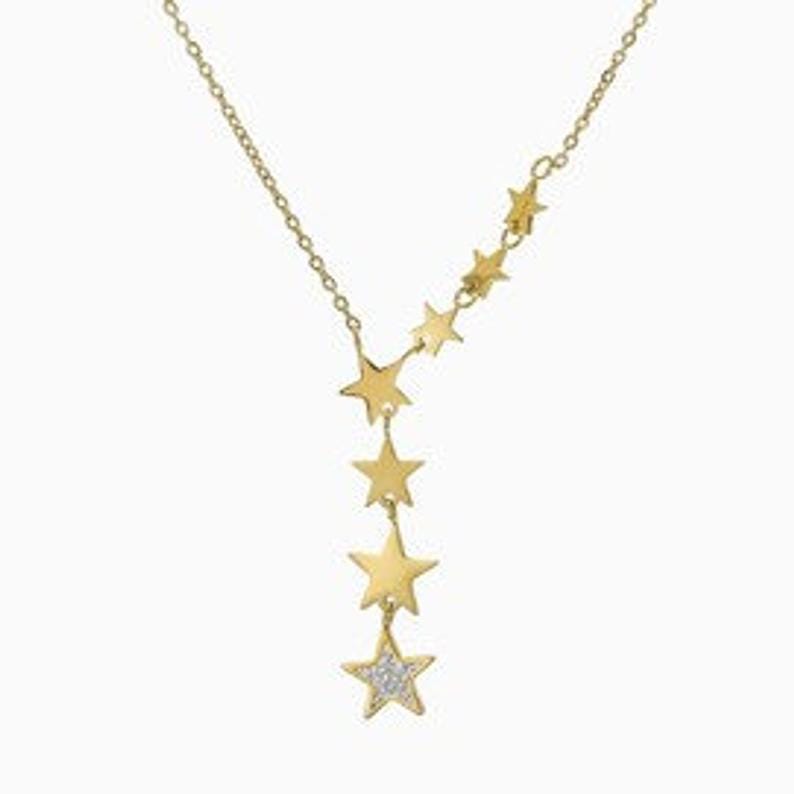Stainless Steel Cascading Star Necklace.