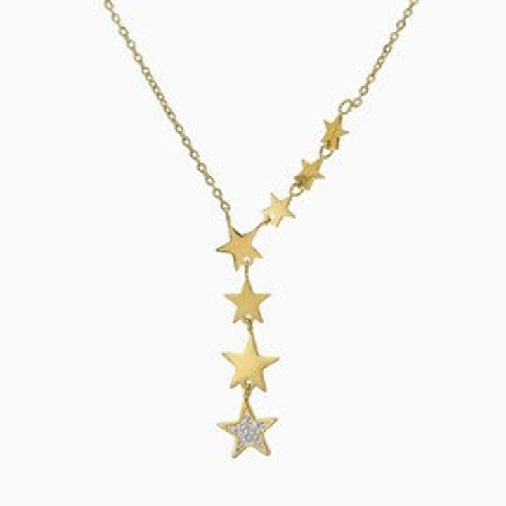 Stainless Steel Cascading Star Necklace.