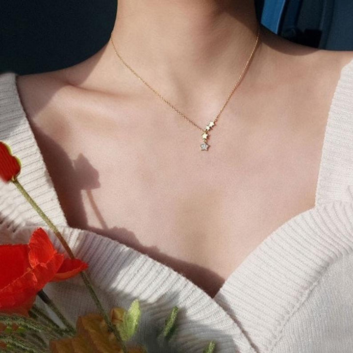 Sterling Silver Dainty Tassel Star Necklace.