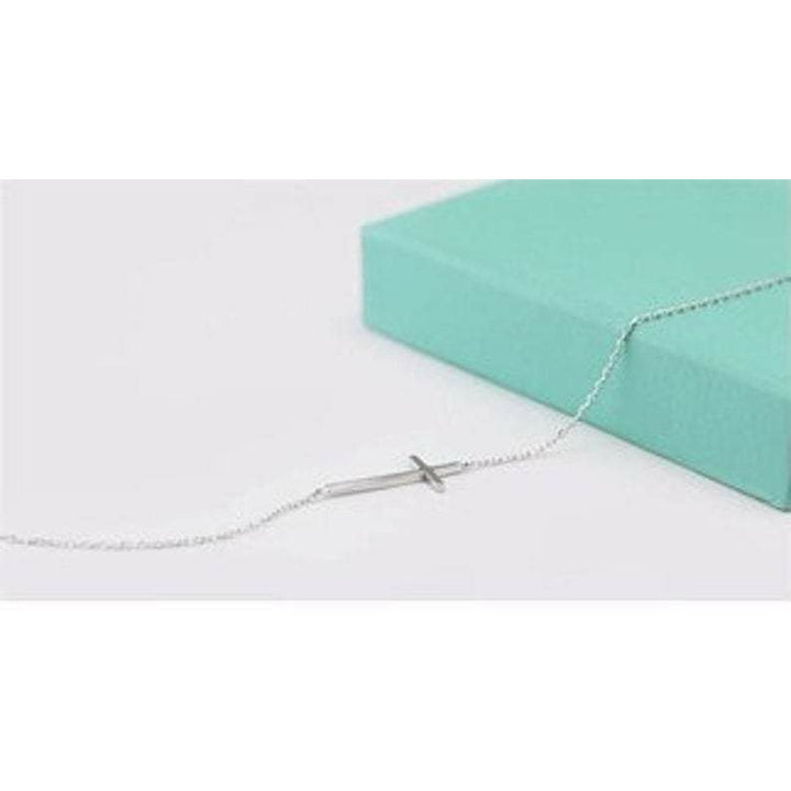Sterling Silver Sideways Cross Bracelet.