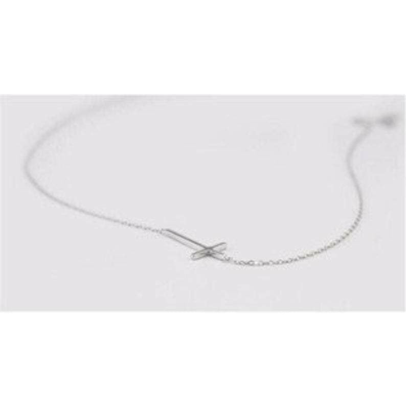 Sterling Silver Sideways Cross Bracelet.