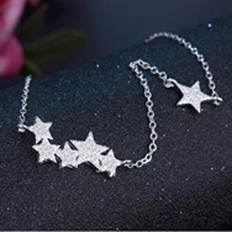 Sterling Silver Cubic Zirconia Star Necklace.