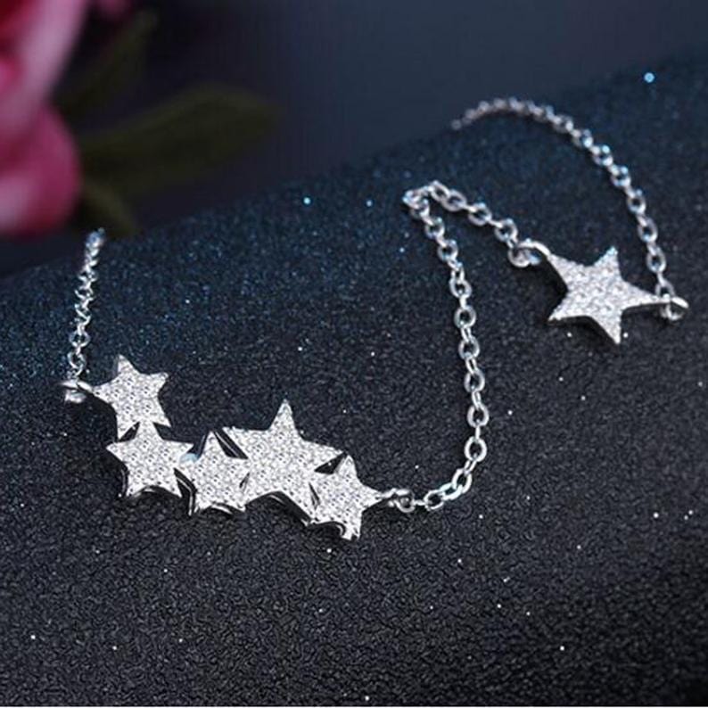 Sterling Silver Cubic Zirconia Star Necklace.