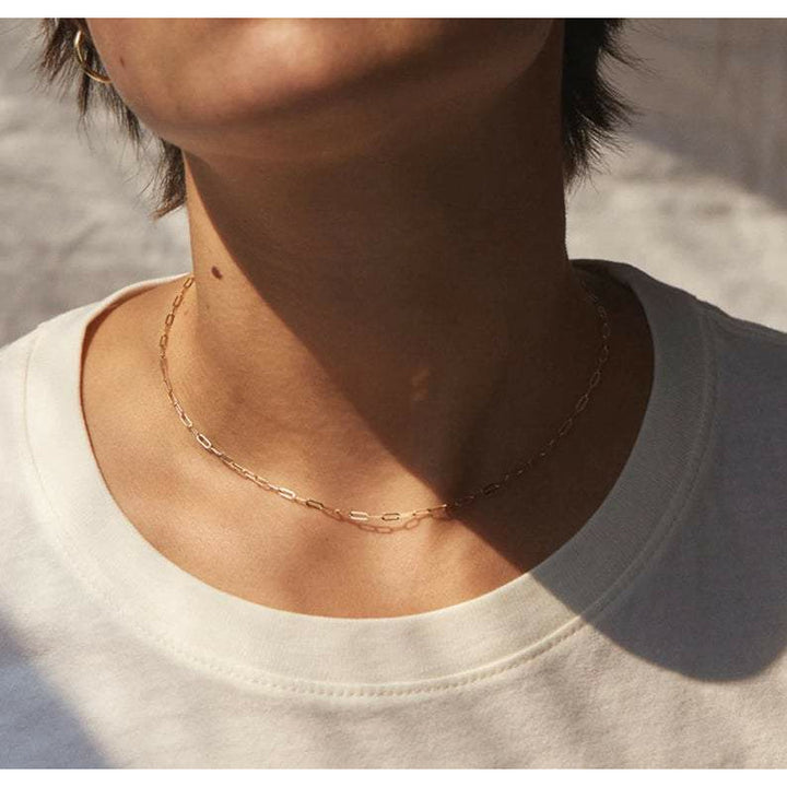 Dainty Stainless Steel Paperclip Necklace.