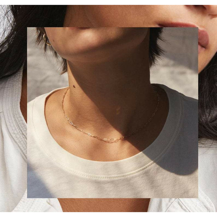 Dainty Stainless Steel Paperclip Necklace.