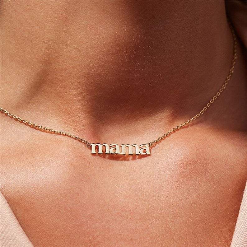 Gold Print Mama Necklace.